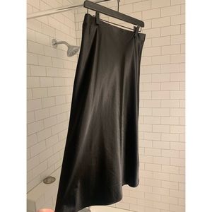 Satin black midi skirt